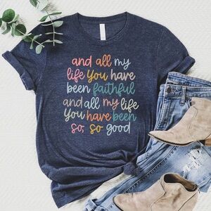 Love in Faith So, So Good Tee in Heather Navy